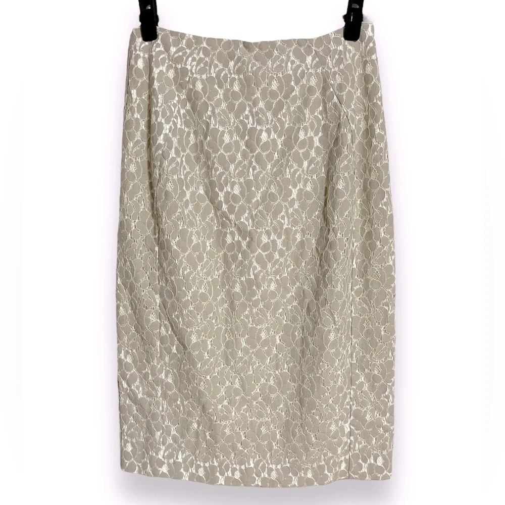 *Like New* Black Halo Lace Overlay Midi Pencil Skirt, Size 10